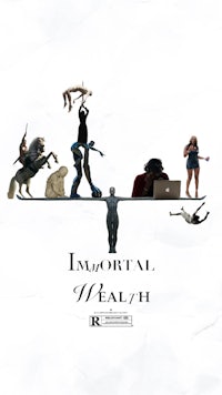 the cover of immortal wealth with people on top of a scale